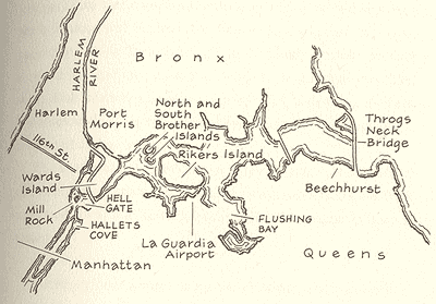 Map of Hell Gate in New York